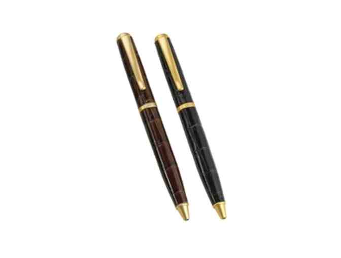 7' Crocodile Embossed Leather Notebook and Pen