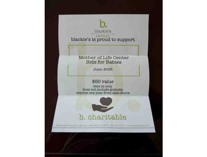 blackie's $50 Gift Certificate