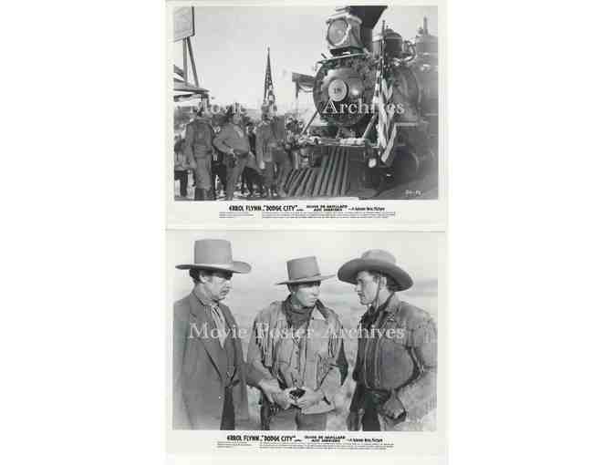 DODGE CITY, 1939, 8x10 stills, Errol Flynn, Olivia De Havilland, Alan Hale sr., An Sheridan.