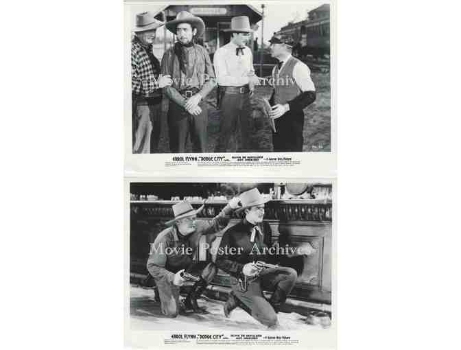 DODGE CITY, 1939, 8x10 stills, Errol Flynn, Olivia De Havilland, Alan Hale sr., An Sheridan.