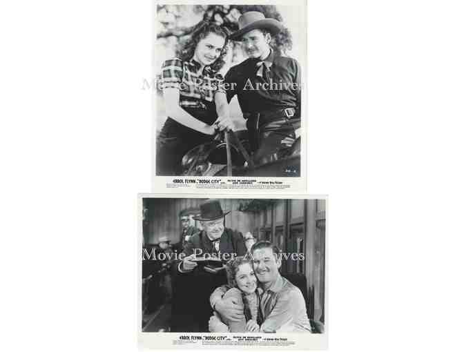 DODGE CITY, 1939, 8x10 stills, Errol Flynn, Olivia De Havilland, Alan Hale sr., An Sheridan.