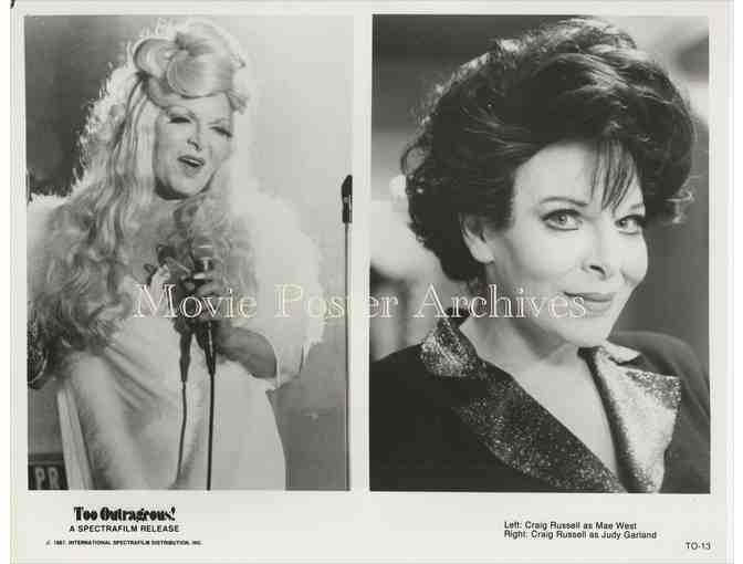 TOO OUTRAGEOUS 1987 8x10 presskit stills, cross-dresser Craig Russell Drag-to-Riches story