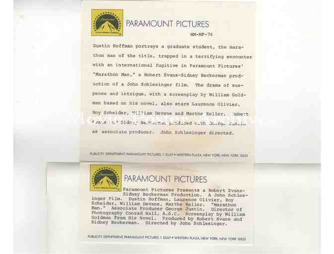 MARATHON MAN, 1976, 8x10 production stills, Dustin Hoffman, Laurence Olivier, Roy Scheider