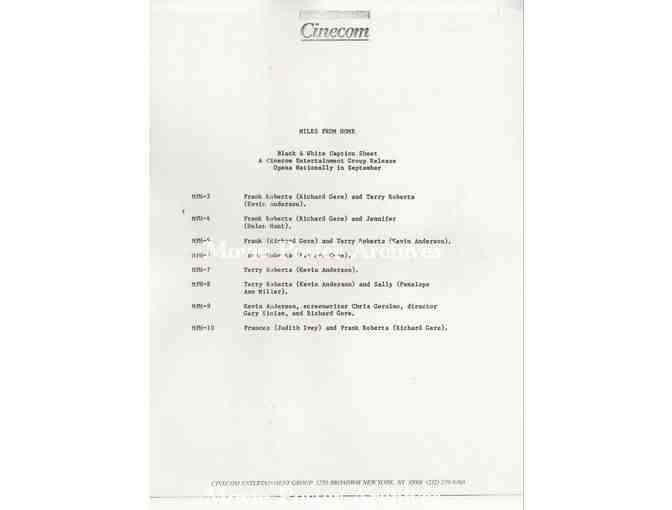 MILES FROM HOME, 1988, 8x10 production stills, Richard Gere, Helen Hunt, John Malkovich