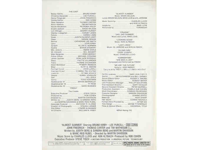 ALMOST SUMMER, 1978, program, Bruno Kirby, Lee Purcell, Tim Matheson, Didi Conn