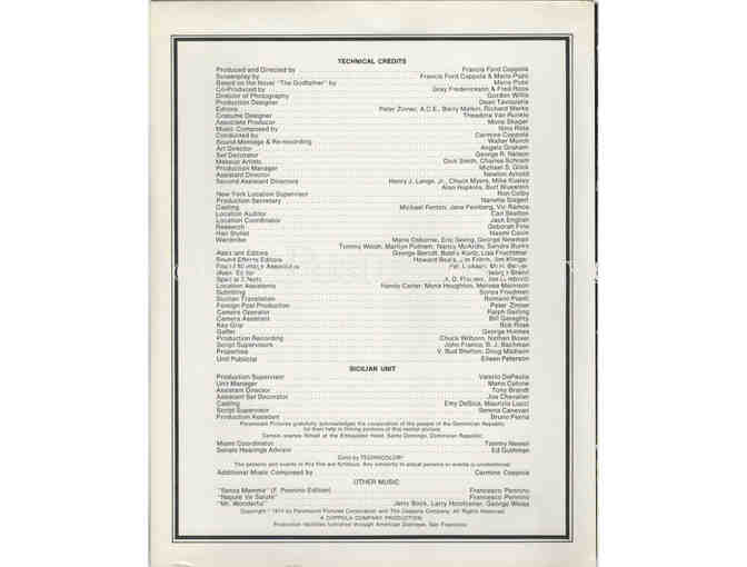 GODFATHER PART II, 1974, program, Al Pacino, Robert Duvall, Diane Keaton, Talia Shire, James Caan