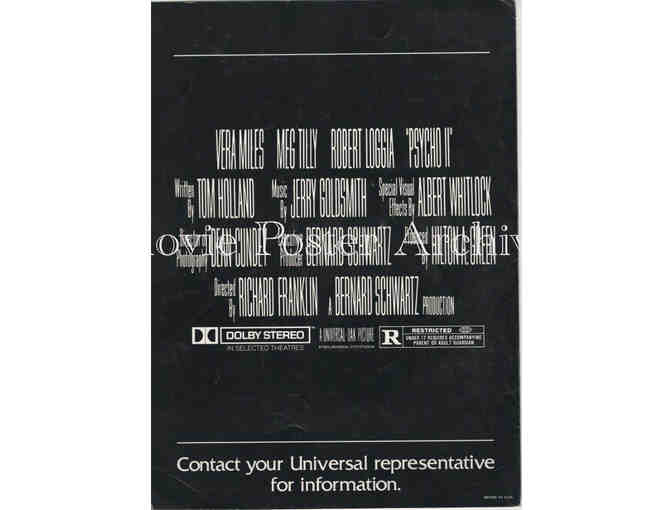 PSYCHO II, 1983, advance program, Anthy Perkins, Vera Miles, Meg Tilly, Robert Loggia, Dennis Franz