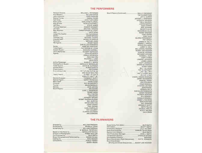 TO LIVE AND DIE IN L.A., 1985, program, William Petersen, Willem Dafoe, Dean Stockwell