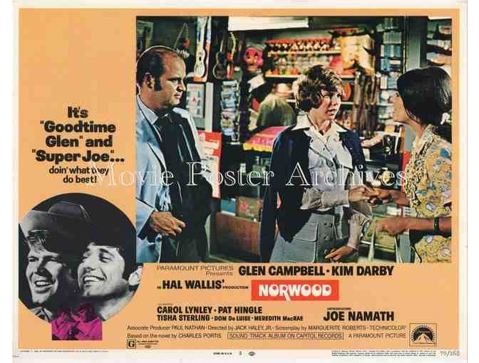 NORWOOD, 1970, lobby card set, Glen Campbell, Joe Namath, Dom De Luise, Pat Hingle