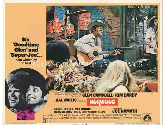NORWOOD, 1970, lobby card set, Glen Campbell, Joe Namath, Dom De Luise, Pat Hingle