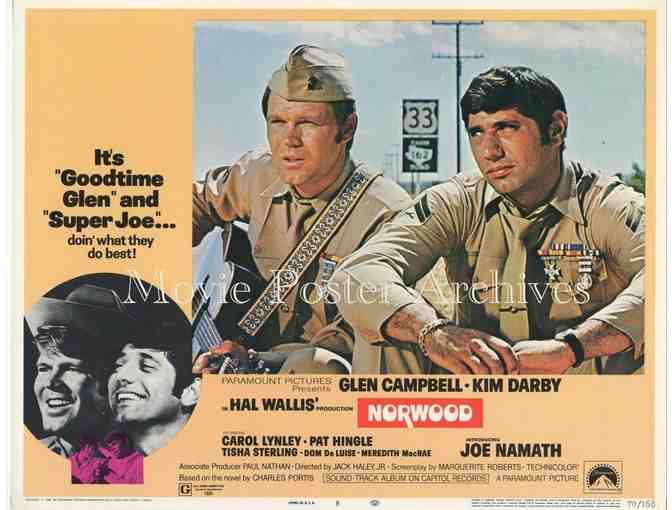 NORWOOD, 1970, lobby card set, Glen Campbell, Joe Namath, Dom De Luise, Pat Hingle