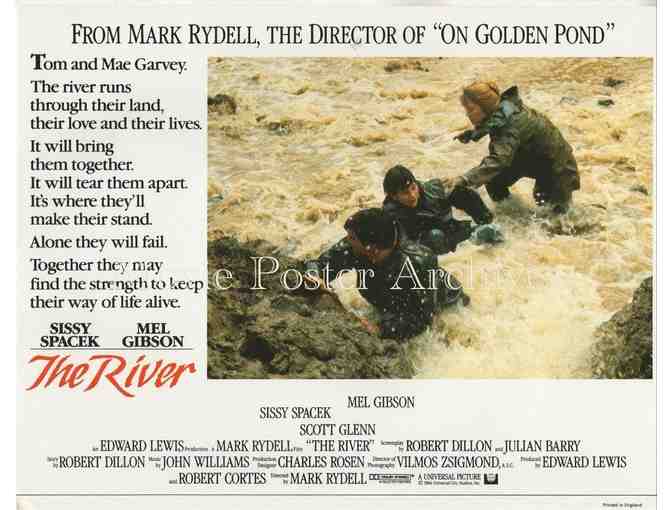 RIVER, 1984, lobby card set, Mel Gibson, Sissy Spacek, Scott Glenn, Shane Bailey.
