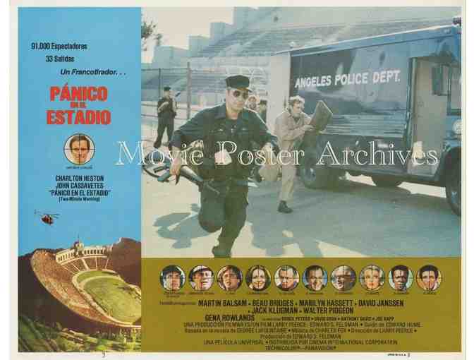 TWO MINUTE WARNING, 1976, lobby card set, Charlton Heston, John Cassavetes, Martin Balsam