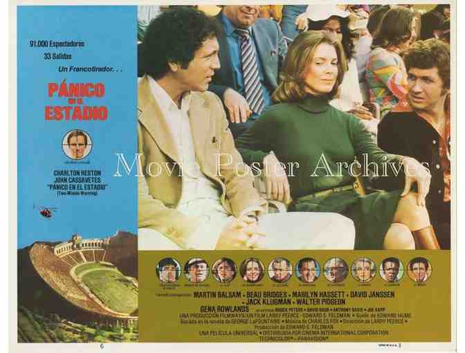 TWO MINUTE WARNING, 1976, lobby card set, Charlton Heston, John Cassavetes, Martin Balsam