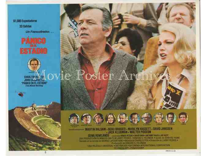 TWO MINUTE WARNING, 1976, lobby card set, Charlton Heston, John Cassavetes, Martin Balsam