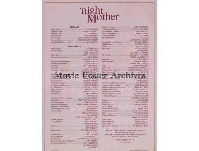 NIGHT MOTHER, 1986, program , Sissy Spacek, Anne Bancroft, Carol Robbins, Ed Berke.