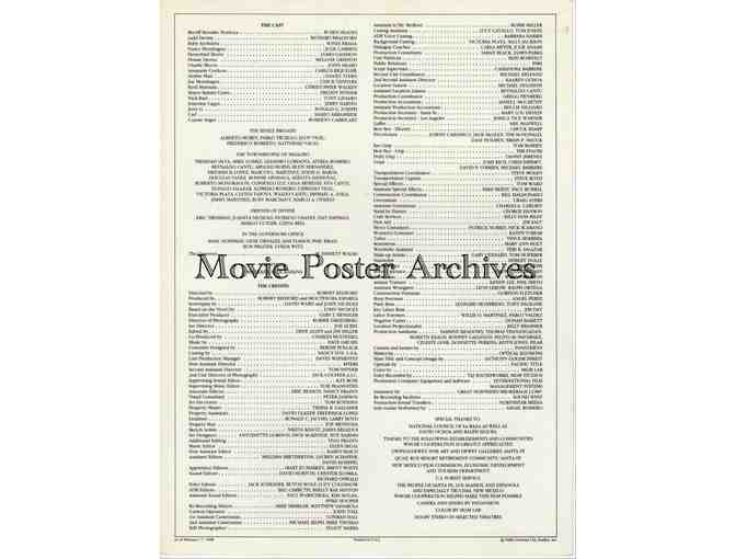 MILAGRO BEANFIELD WAR, 1988, program, Ruben Blades, Melanie Griffith, John Heard