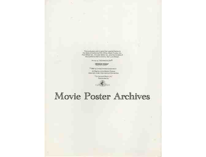 TO LIVE AND DIE IN L.A., 1985, program, William Petersen, Willem Dafoe, John Turturro