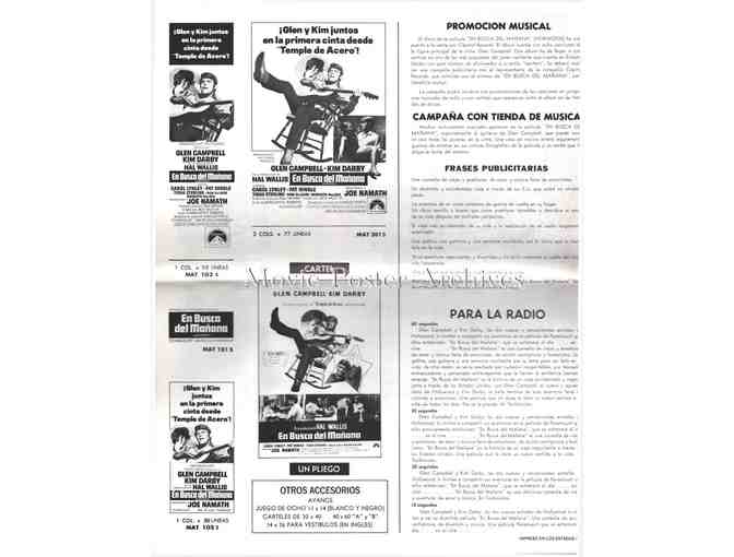 NORWOOD, 1970, pressbook, Glen Campbell, Kim Darby, Joe Namath