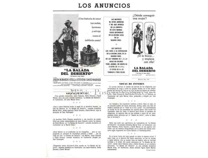 BALLAD OF CABLE HOGUE, 1970, pressbook, Jason Robards Jr., Stella Stevens