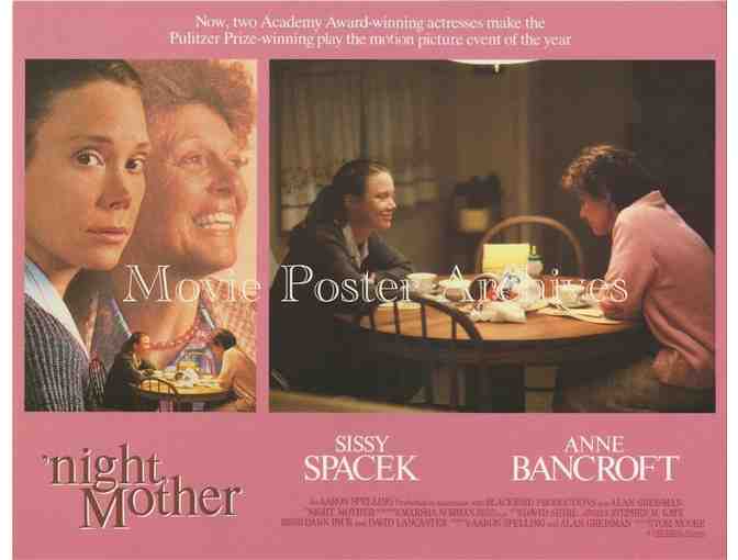 NIGHT MOTHER, 1986, lobby card set, Sissy Spacek, Anne Bancroft, Caroll Robbins.