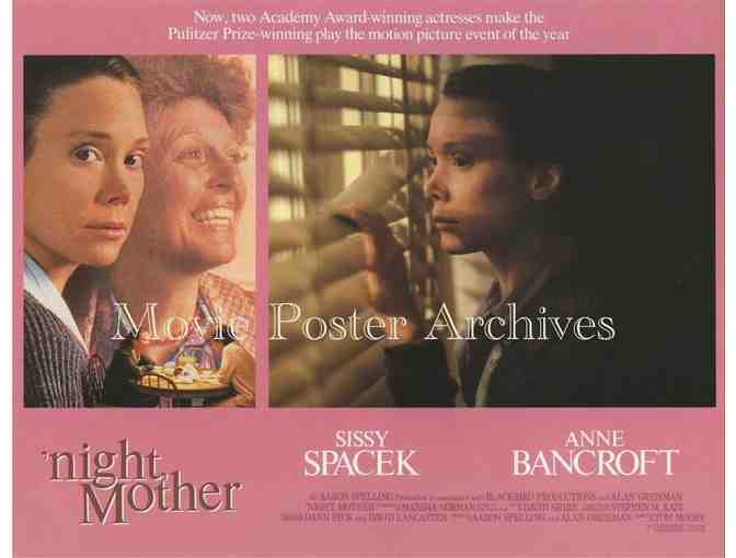 NIGHT MOTHER, 1986, lobby card set, Sissy Spacek, Anne Bancroft, Caroll Robbins.