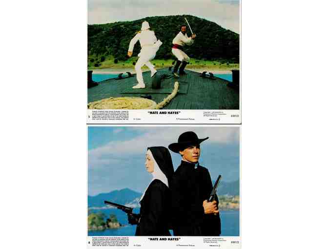 NATE AND HAYES, 1983, cards and stills, Tommy Lee Jones, Michael Okeefe