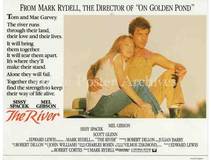 RIVER, 1984, lobby cards, Mel Gibson, Sissy Spacek
