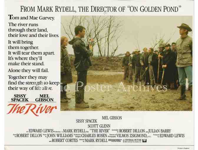 RIVER, 1984, lobby cards, Mel Gibson, Sissy Spacek