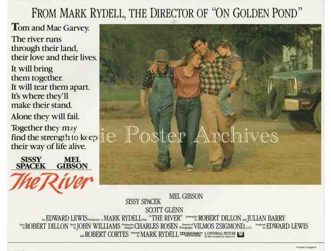 RIVER, 1984, lobby cards, Mel Gibson, Sissy Spacek