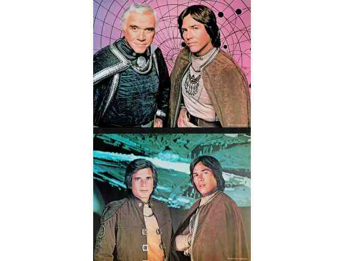 BATTLESTAR GALACTICA, 1978, cards and still, Lorne Greene, Richard Hatch