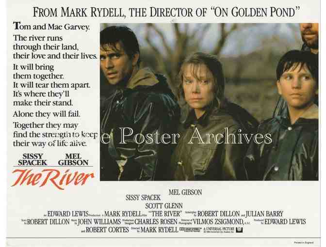 RIVER, 1984, lobby card set, Mel Gibson, Sissy Spacek