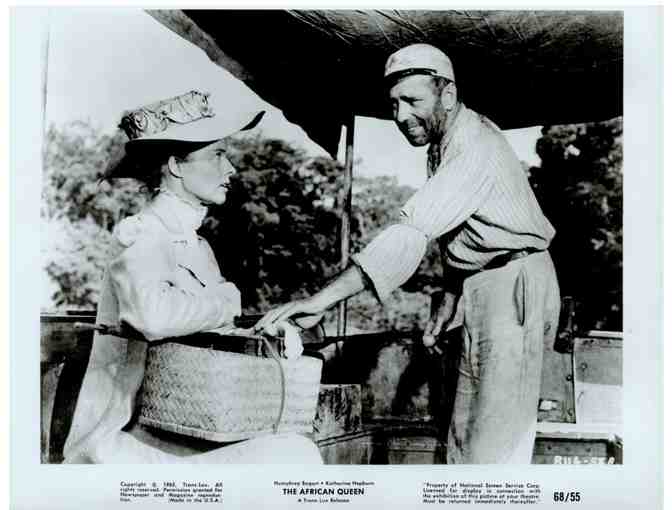 AFRICAN QUEEN, 1952, movie stills, Humphrey Bogart, Katharine Hepburn