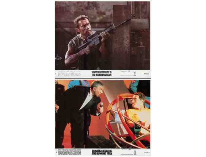 RUNNING MAN, 1987, cards and stills, Arnold Schwarzenegger, Richard Dawson