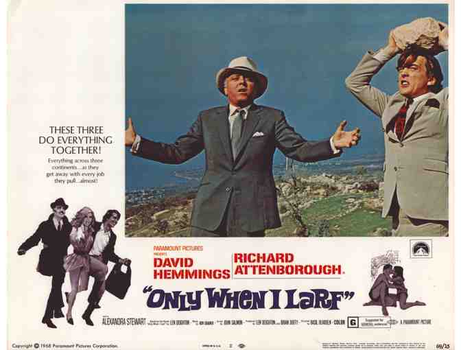 ONLY WHEN I LARF, 1969, lobby card set, Richard Attenborough, David Hemmings.