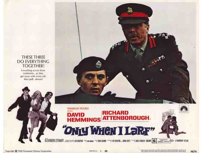 ONLY WHEN I LARF, 1969, lobby card set, Richard Attenborough, David Hemmings.