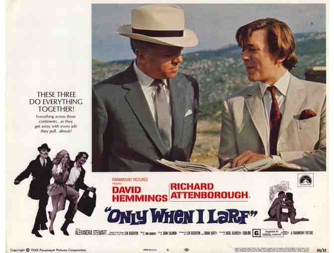 ONLY WHEN I LARF, 1969, lobby card set, Richard Attenborough, David Hemmings.