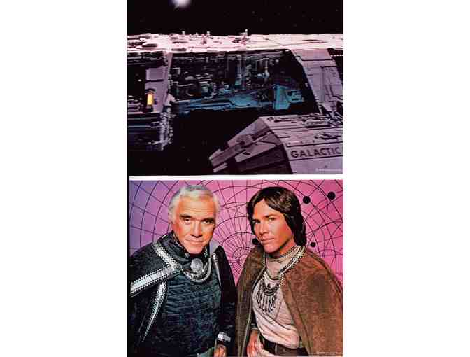 BATTLESTAR GALACTICA, 1978, cards and stills, Lorne Greene, Richard Hatch