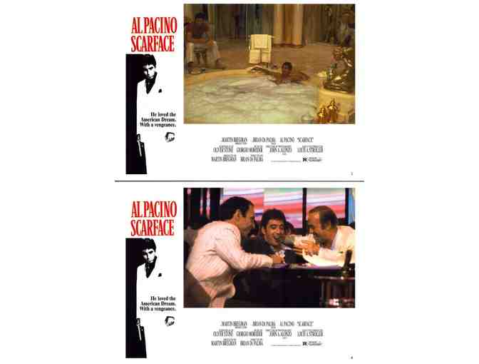 SCARFACE, 1983, mini lobby cards, Al Pacino, Michelle Pfeiffer