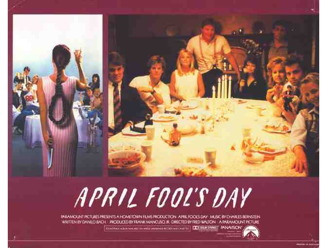 APRIL FOOLS DAY, 1986, lobby cards, Deborah Foreman, Ken Olandt