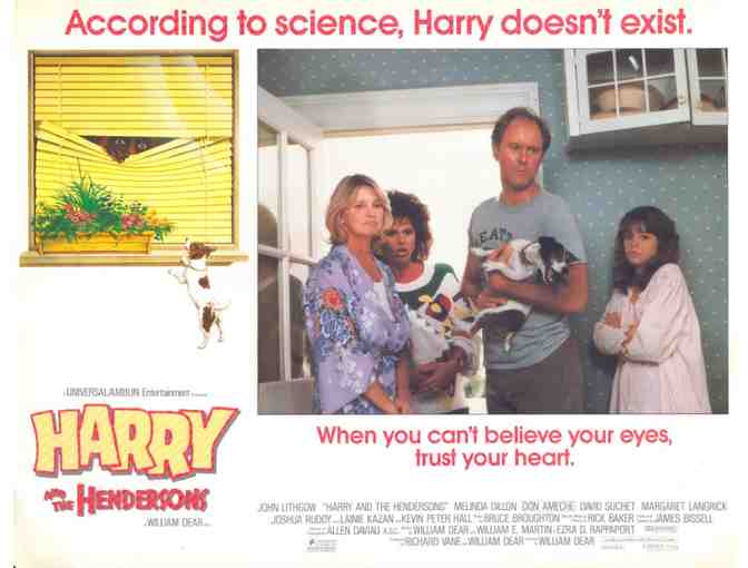 HARRY AND THE HENDERSONS, 1987, lobby card set, John Lithgow, Melinda Dillon