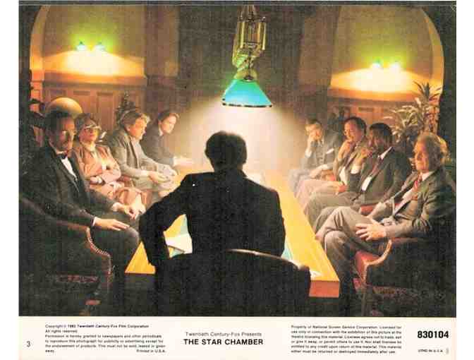 STAR CHAMBER, 1983, cards and stills, Michael Douglas, Hal Holbrook