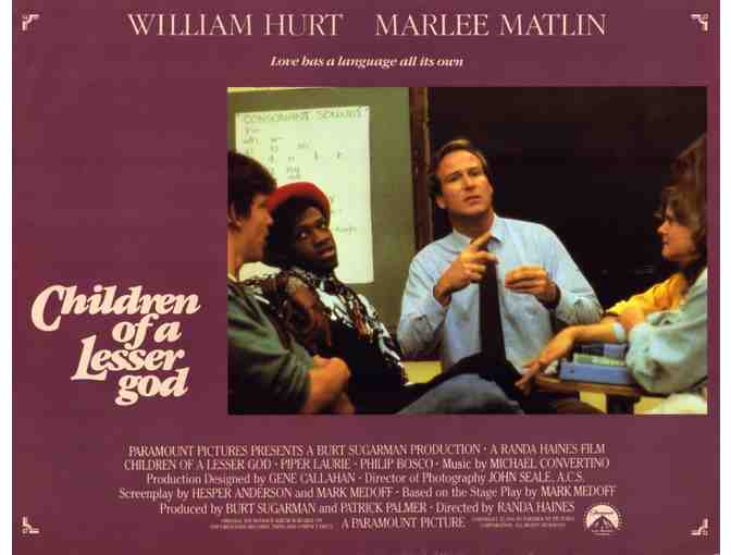 CHILDREN OF A LESSER GOD, 1986, lobby card set, William Hurt, Marlee Matlin