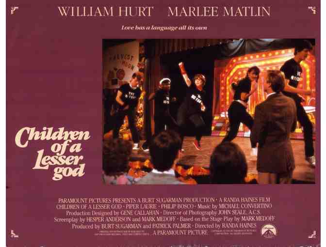 CHILDREN OF A LESSER GOD, 1986, lobby card set, William Hurt, Marlee Matlin