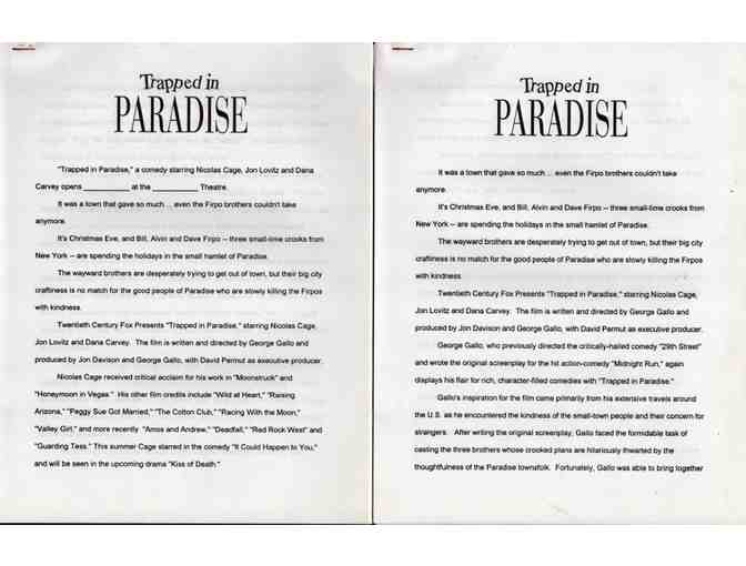 TRAPPED IN PARADISE, 1994, presskit, Nicholas Cage, Dana Carvey