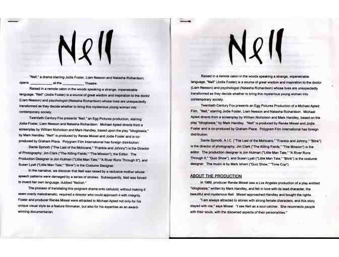 NELL, 1994, presskit, Jodie Foster, Liam Neeson