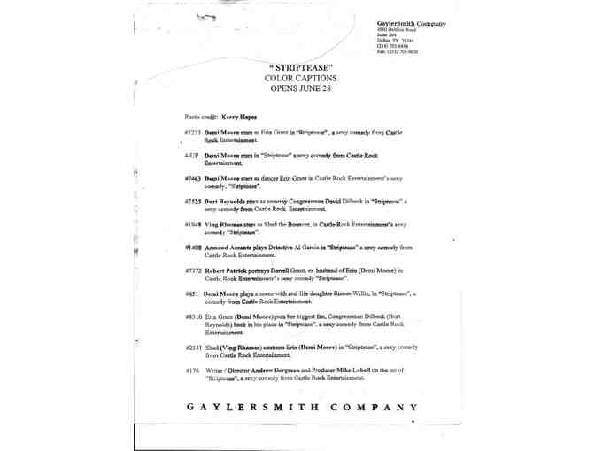 STRIPTEASE, 1996, color slides, Demi Moore, Burt Reynolds