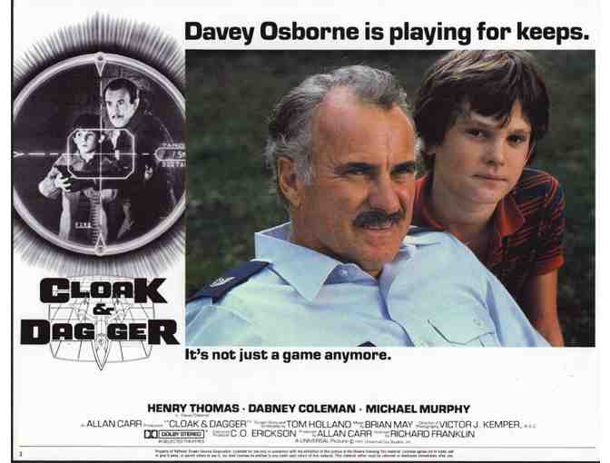 CLOAK AND DAGGER, 1984, lobby cards, Henry Thomas