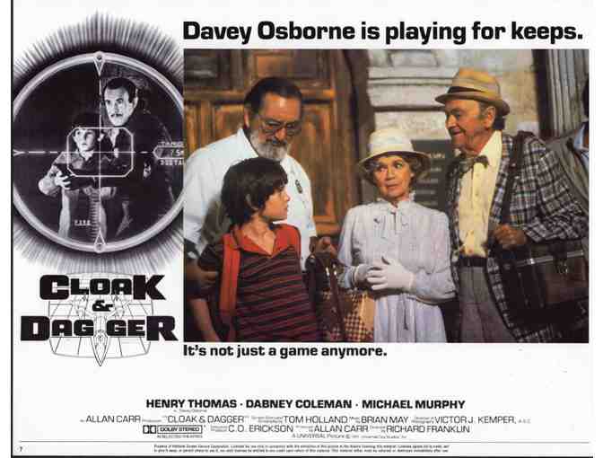 CLOAK AND DAGGER, 1984, lobby cards, Henry Thomas