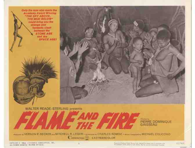 FLAME AND THE FIRE, 1966, lobby cards, African native tribe documentary